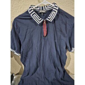 Spazio Dark Blue 1/4 Zip Polo Shirt Men's Size Large Short Sleeve